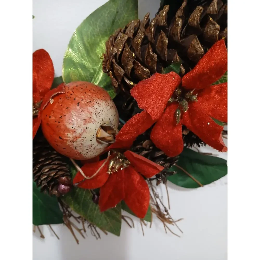 Winter Door Wreath Beautiful Pomegranate Realistic Holiday Christmas Arrangement